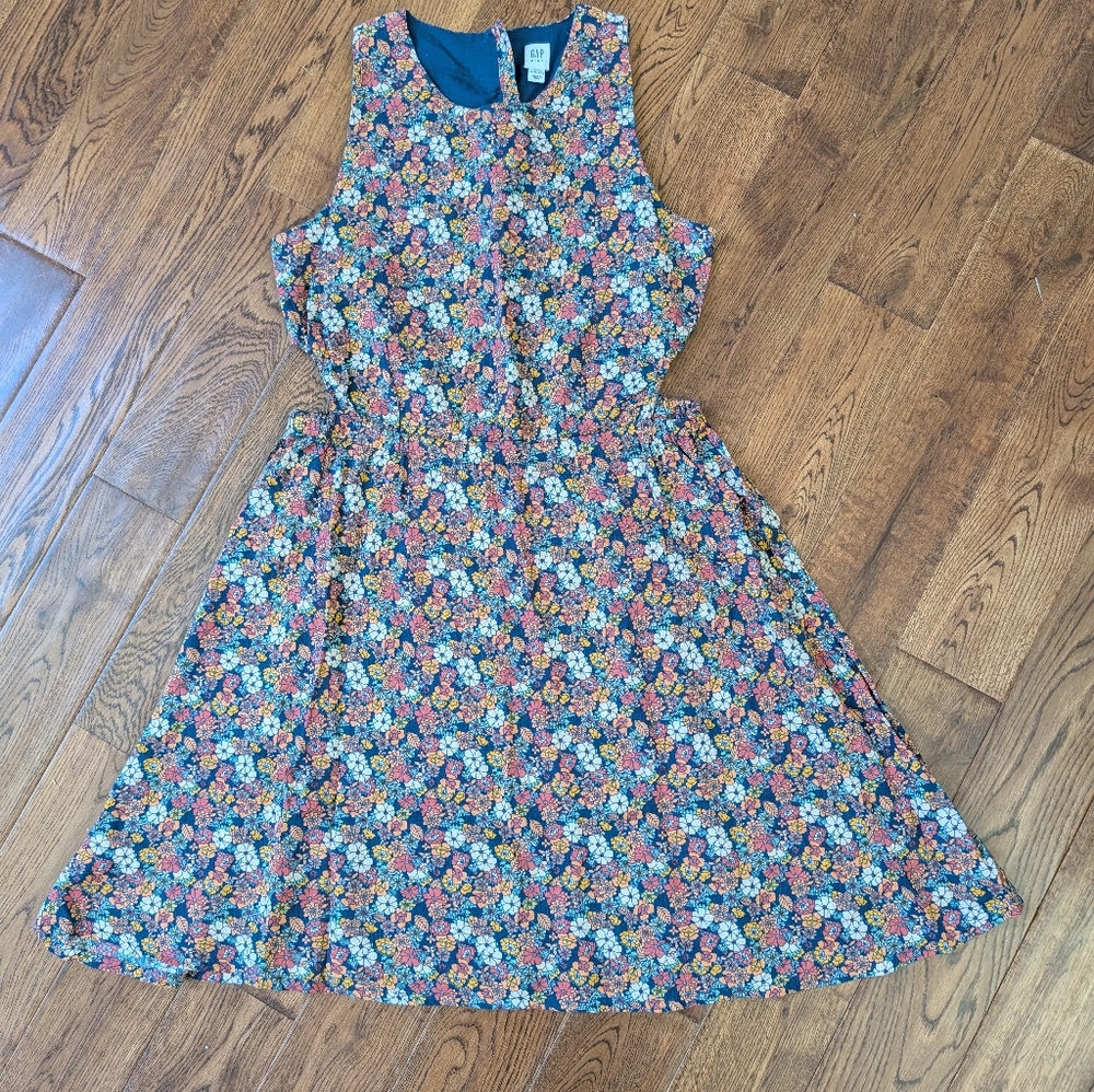 EUC Gap Kids Girls Floral Sleeveless Dress Side Cutouts Size XXL 14-16